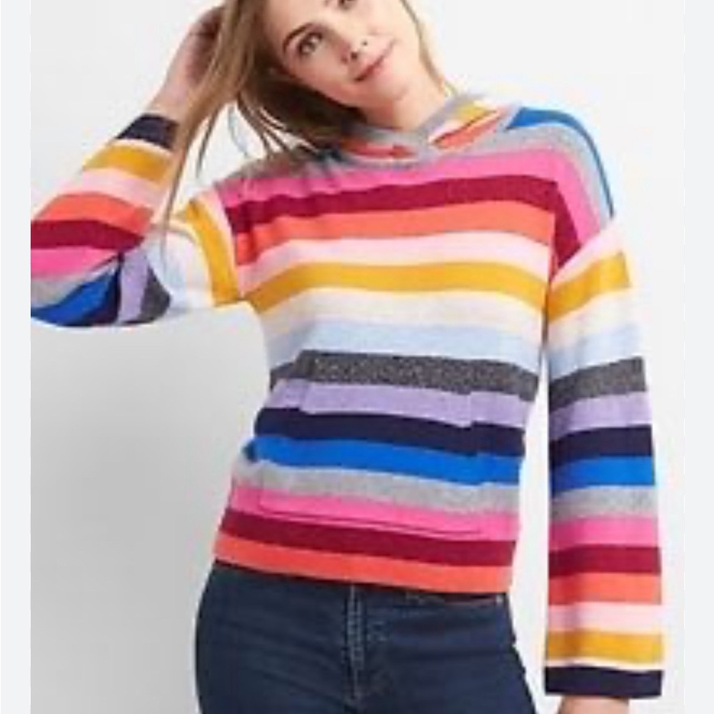 Gap XL hooded colorful striped soft sweater